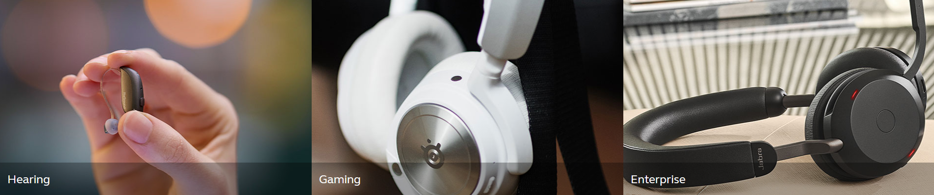 GN product areas: hearing, gaming, and enterprise